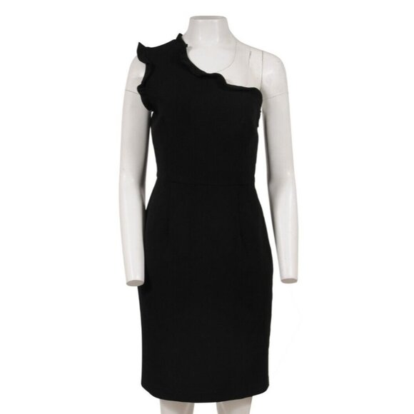 Black Halo Womens Off The Shoulder Ruffled Mini Dress Size US 8 Black Poly - Picture 1 of 14